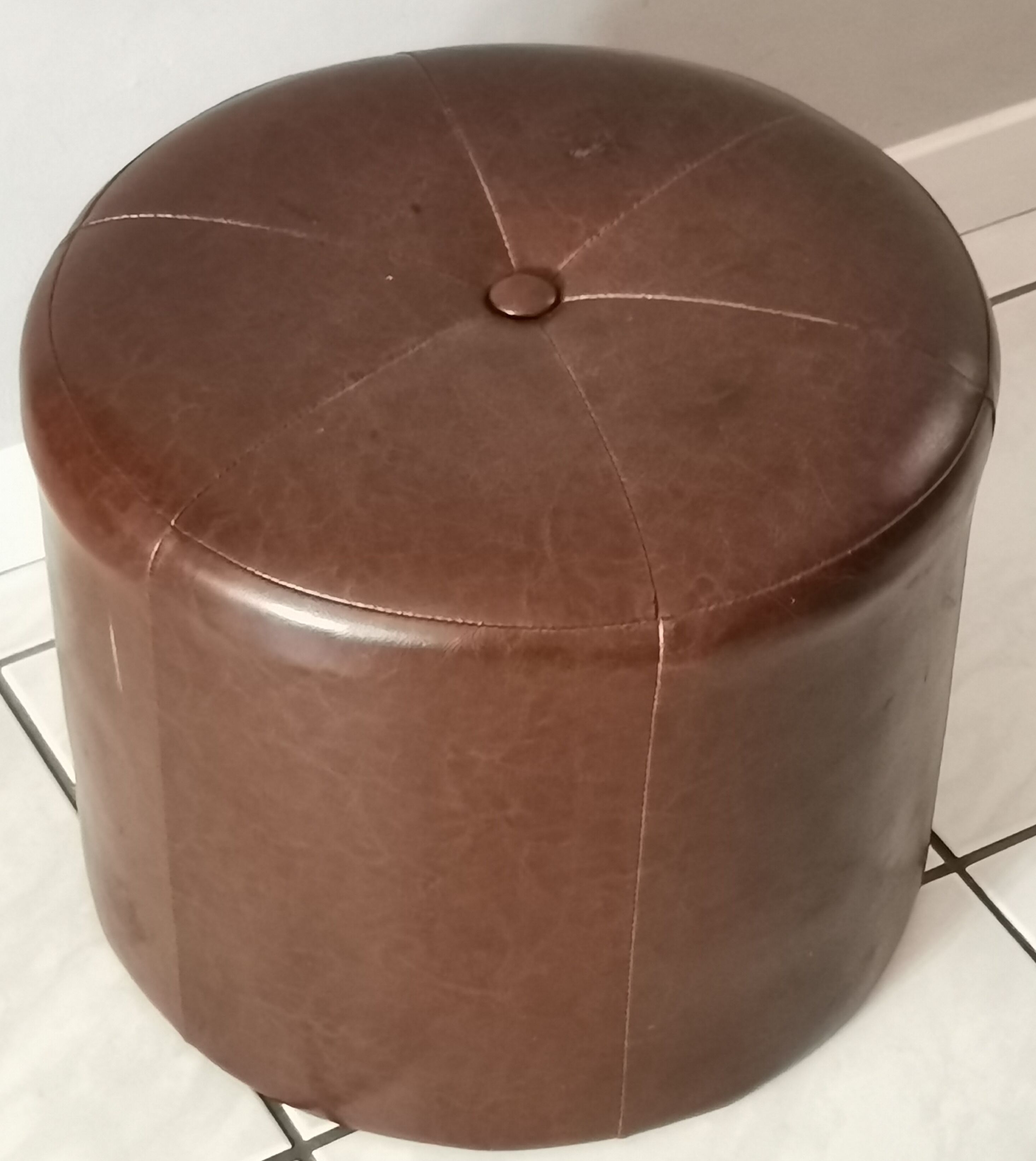 Pouf foot rest vintage leather