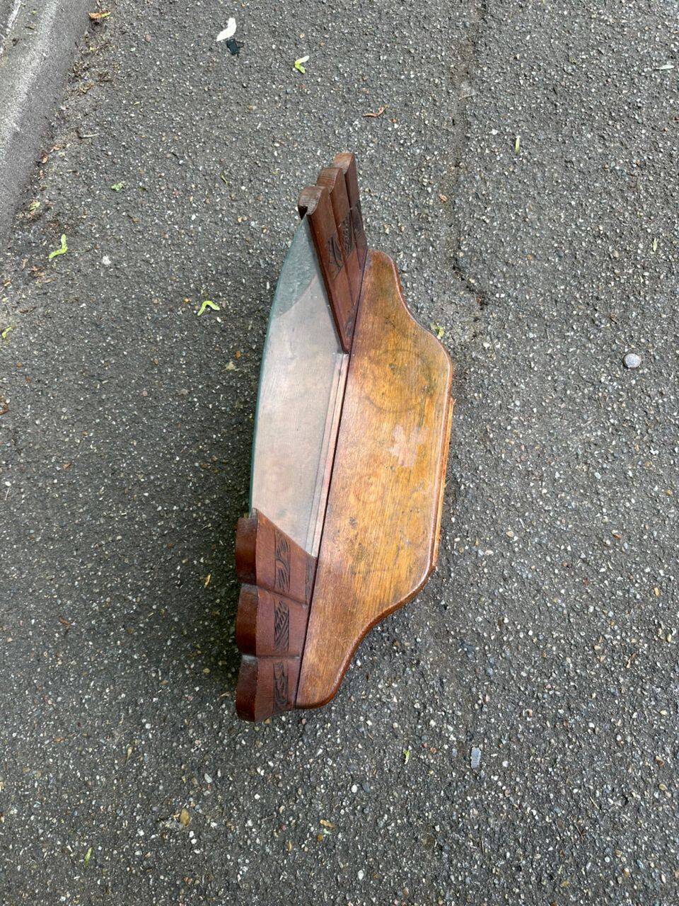Art Deco dressing table mirror from the 1950s in solid oak.