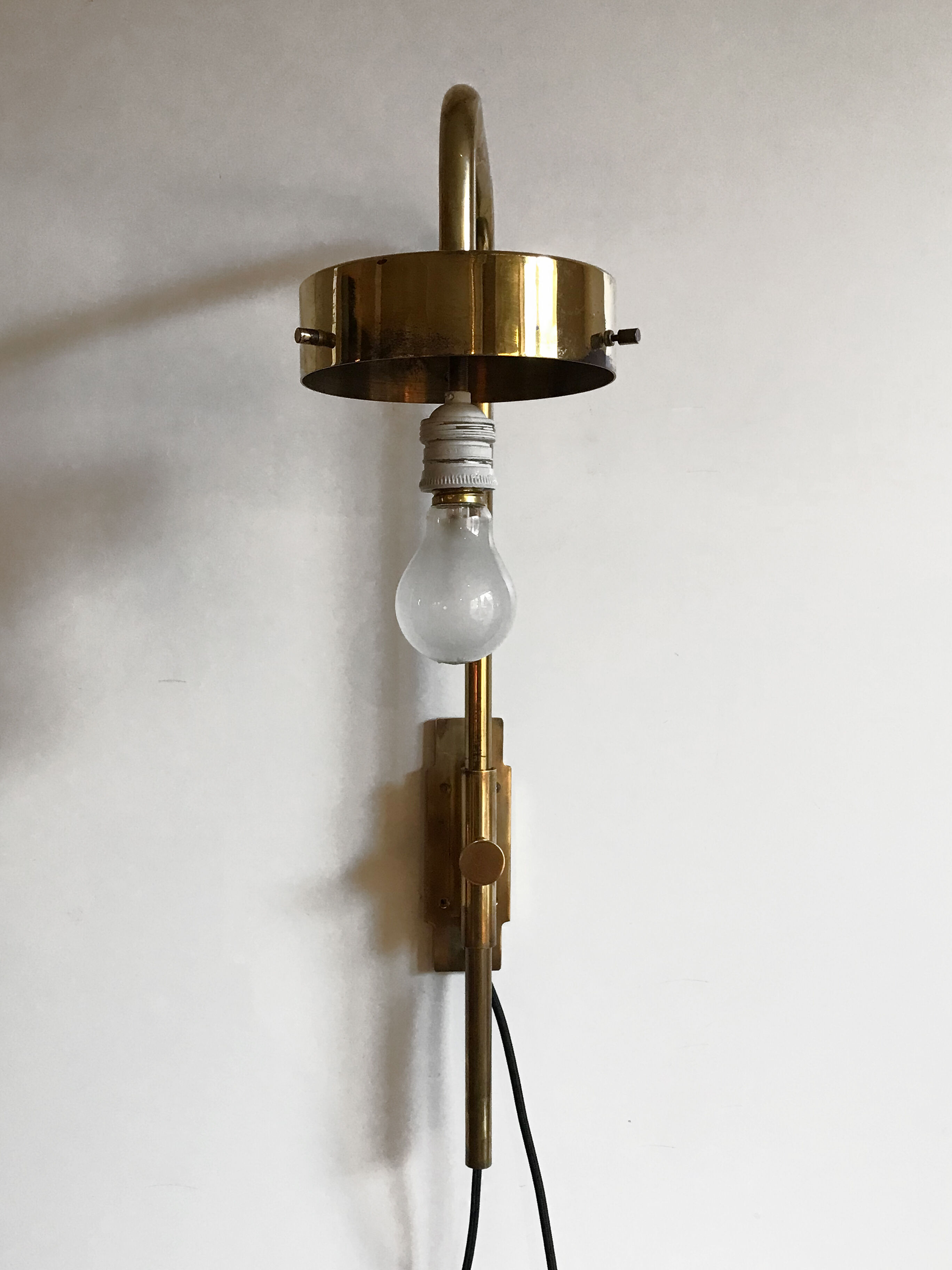 Sergio Mazza for Artemide, Italian "Delta" glass brass wall lamp 1960s