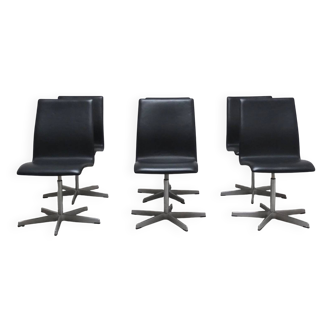 Set of 6 'Oxford' swivel chairs by Arne Jacobsen for Fritz Hansen, 1965