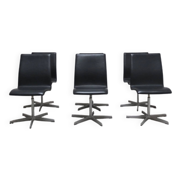 Set of 6 'Oxford' swivel chairs by Arne Jacobsen for Fritz Hansen, 1965