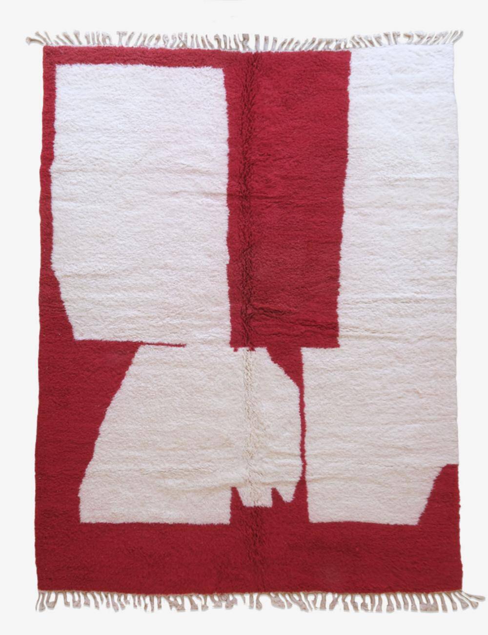 Contemporary red and white rug - 346 x 246 cm