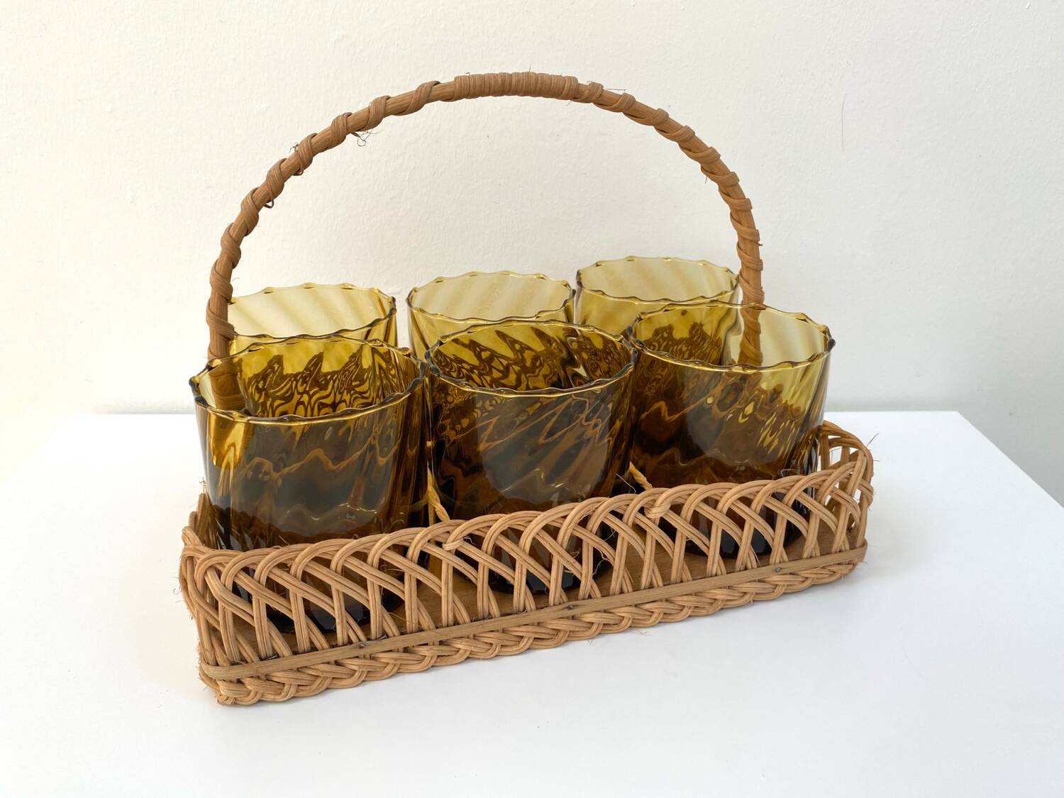 1970s rattan glass holder