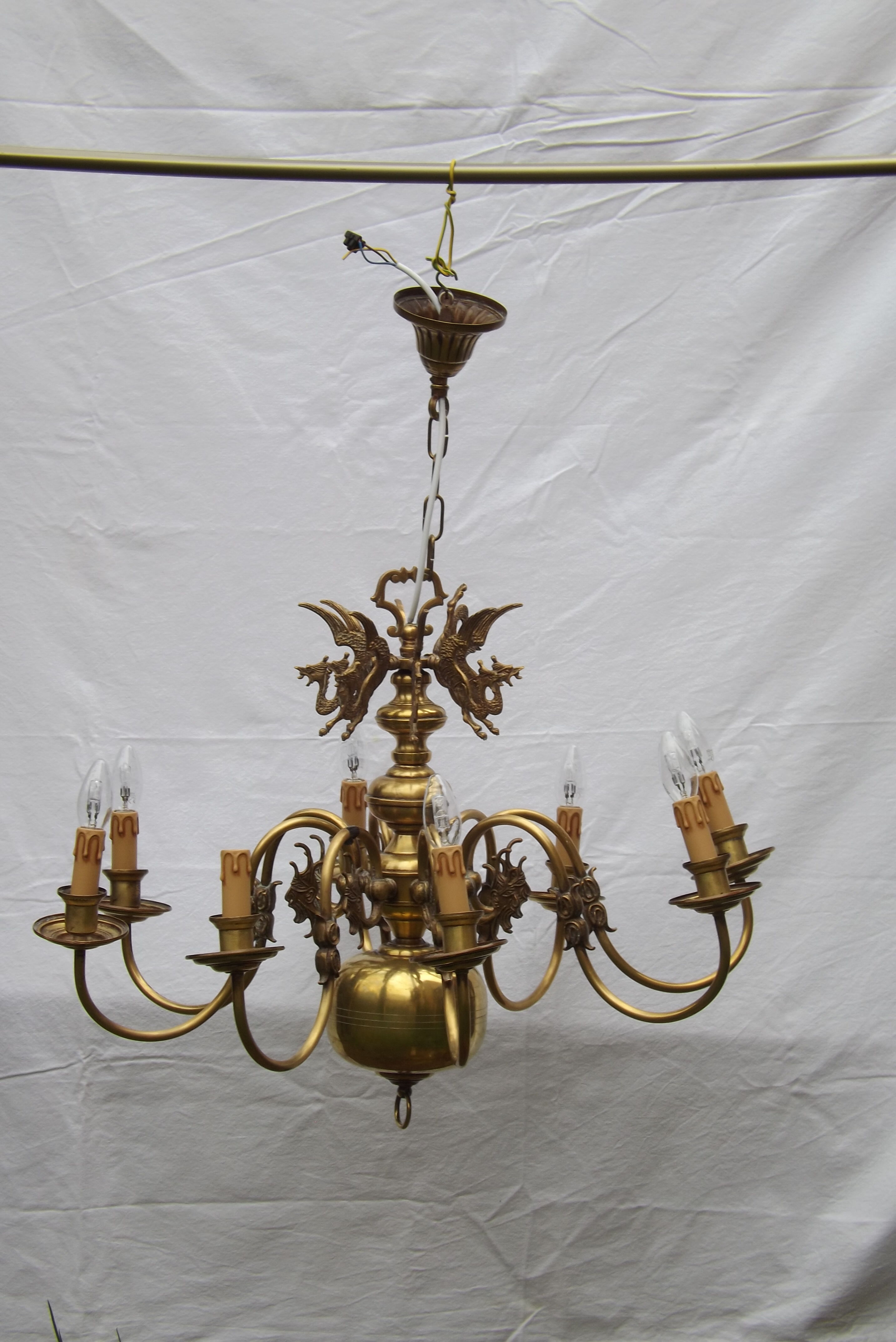 Dutch brass and bronze chandelier