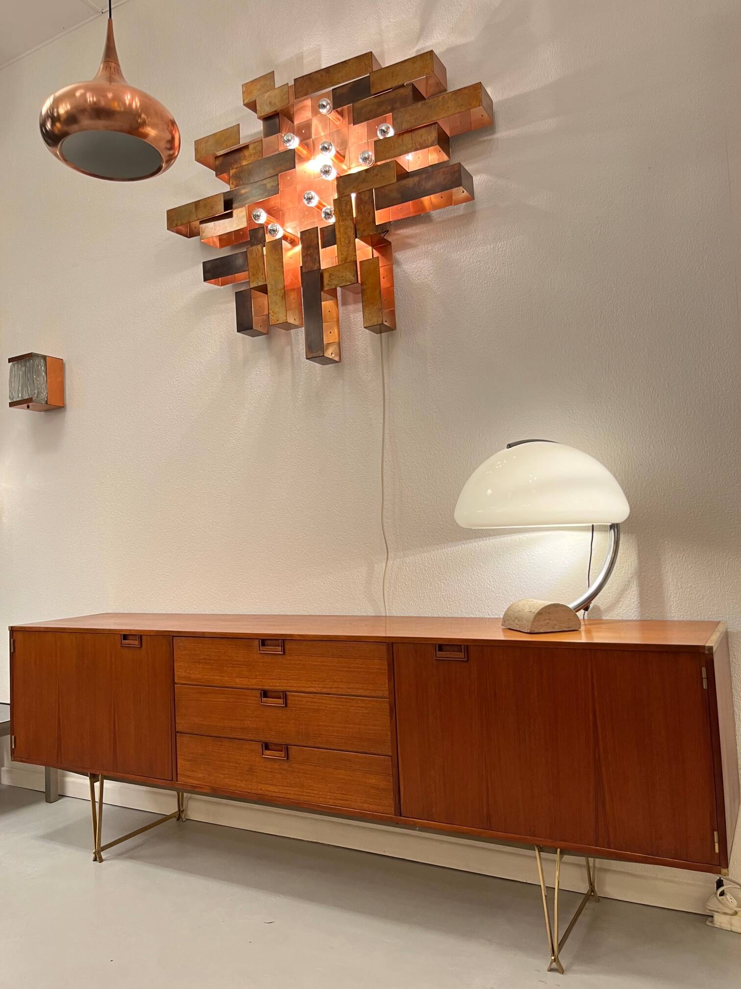 Teak and brass enfilade Modulus by William Watting for Fristho NL 1950s