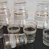 8 glasses with white granite strip and golden borders year 50's