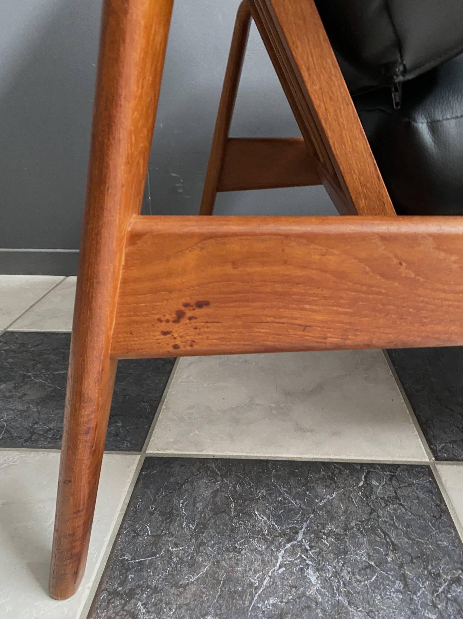 arne Wahl Iversen teak arm chair with ottoman