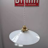 Old hanging lamp in white opaline Art Deco 1930 Ø 24.7 cm