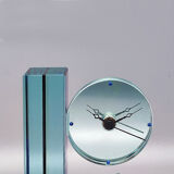 1970s Astonishing Table Clock by Omodomo in Crystal. Made in Italy