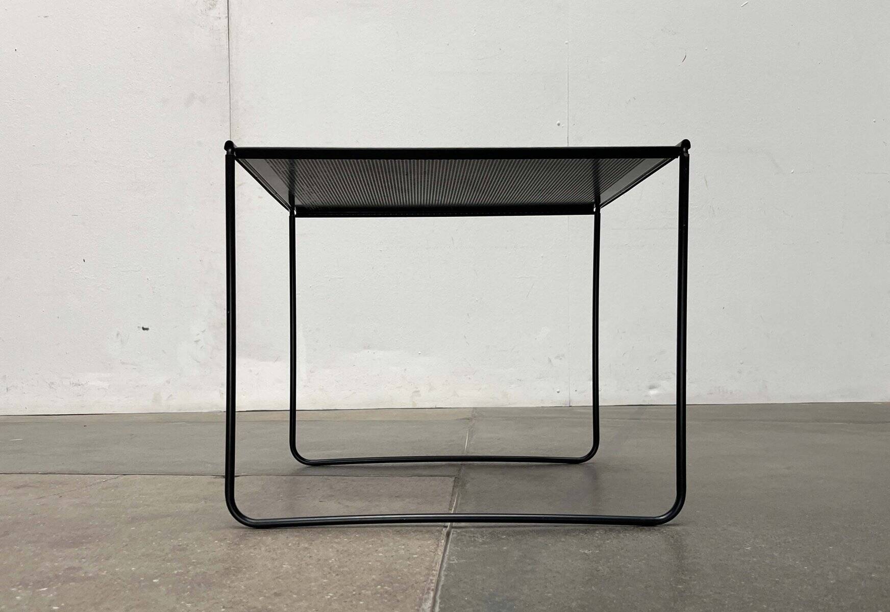 Postmodern perforated metal nesting side table from Ikea, 1980s.