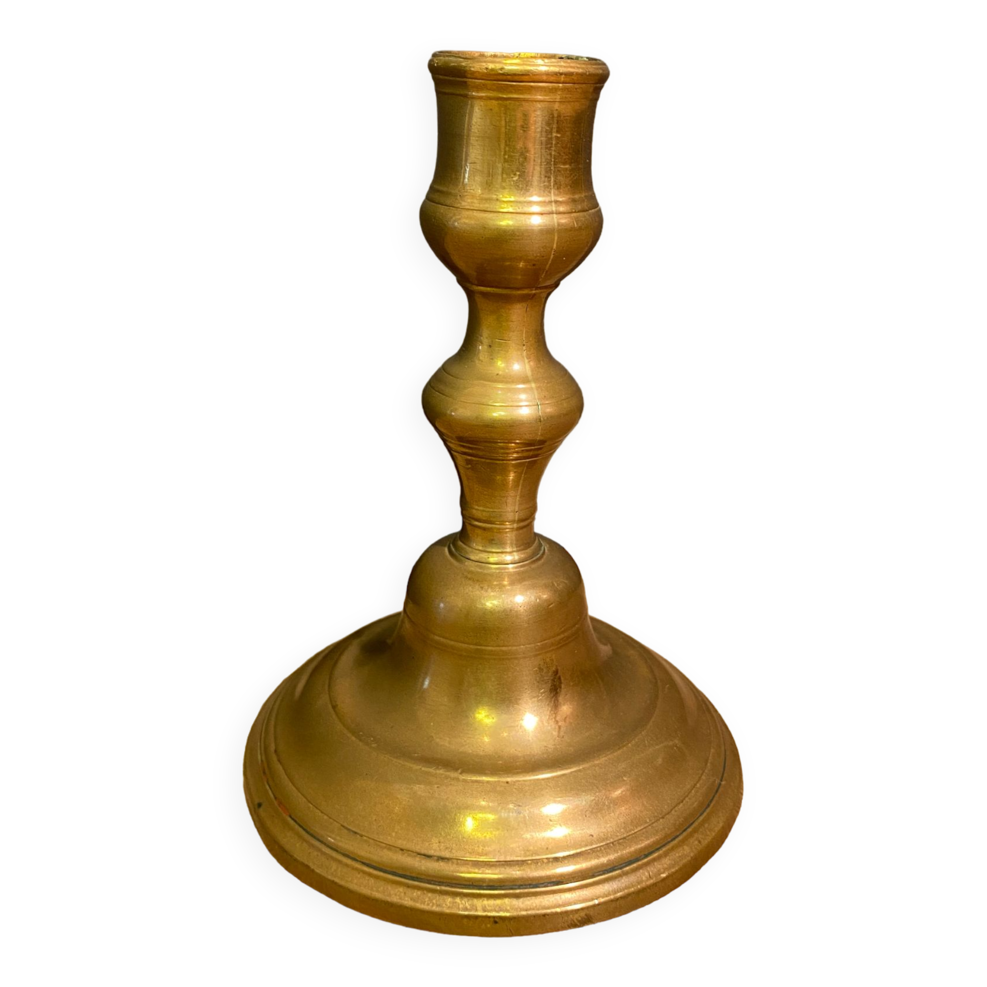 Eighteenth-century brass bronze candle holder