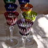 6 verres Baccarat Modèle Piccadilly en cristal doublé de couleurs