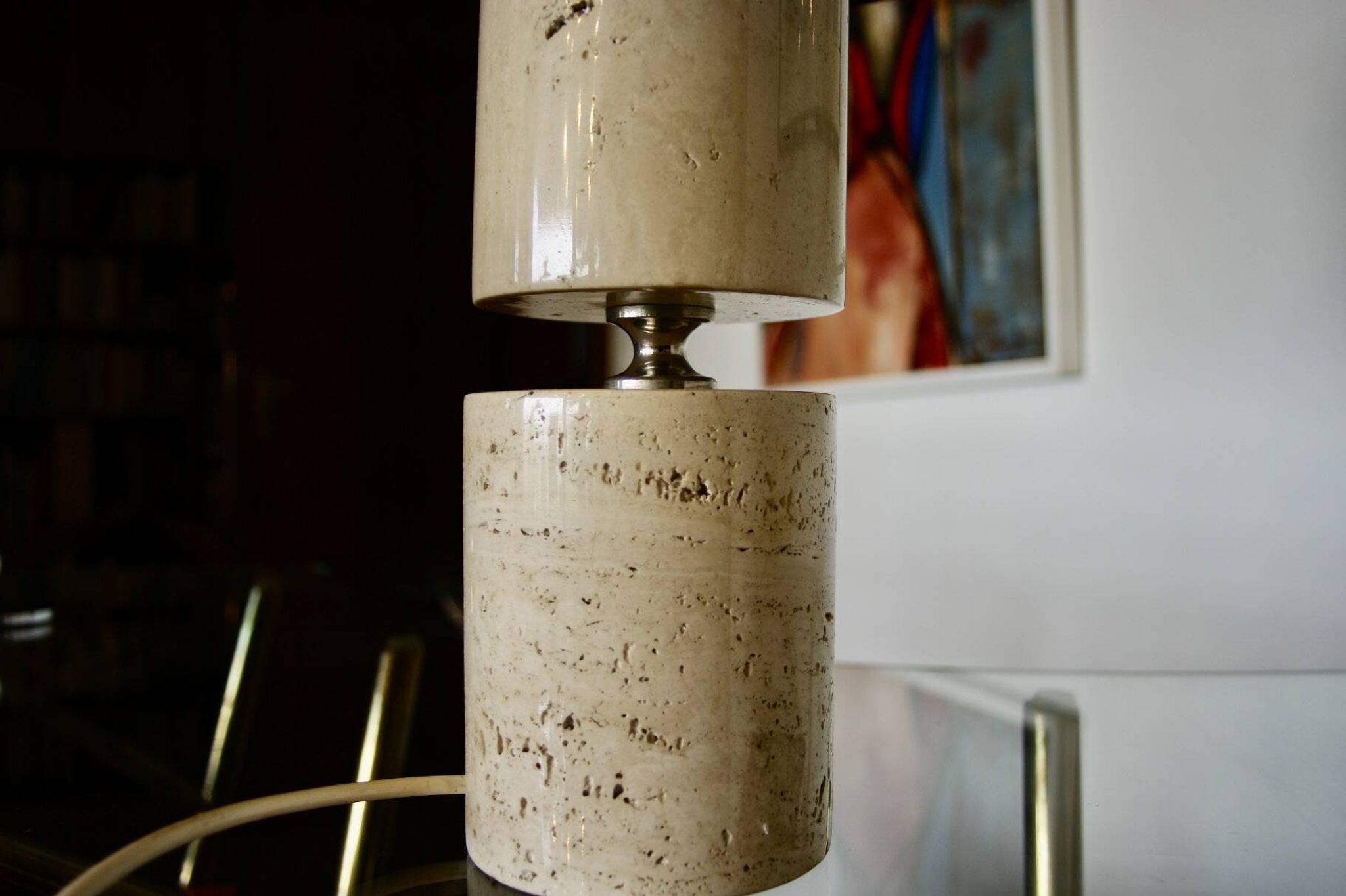 Lampe de salon en travertin par philippe barbier 1970