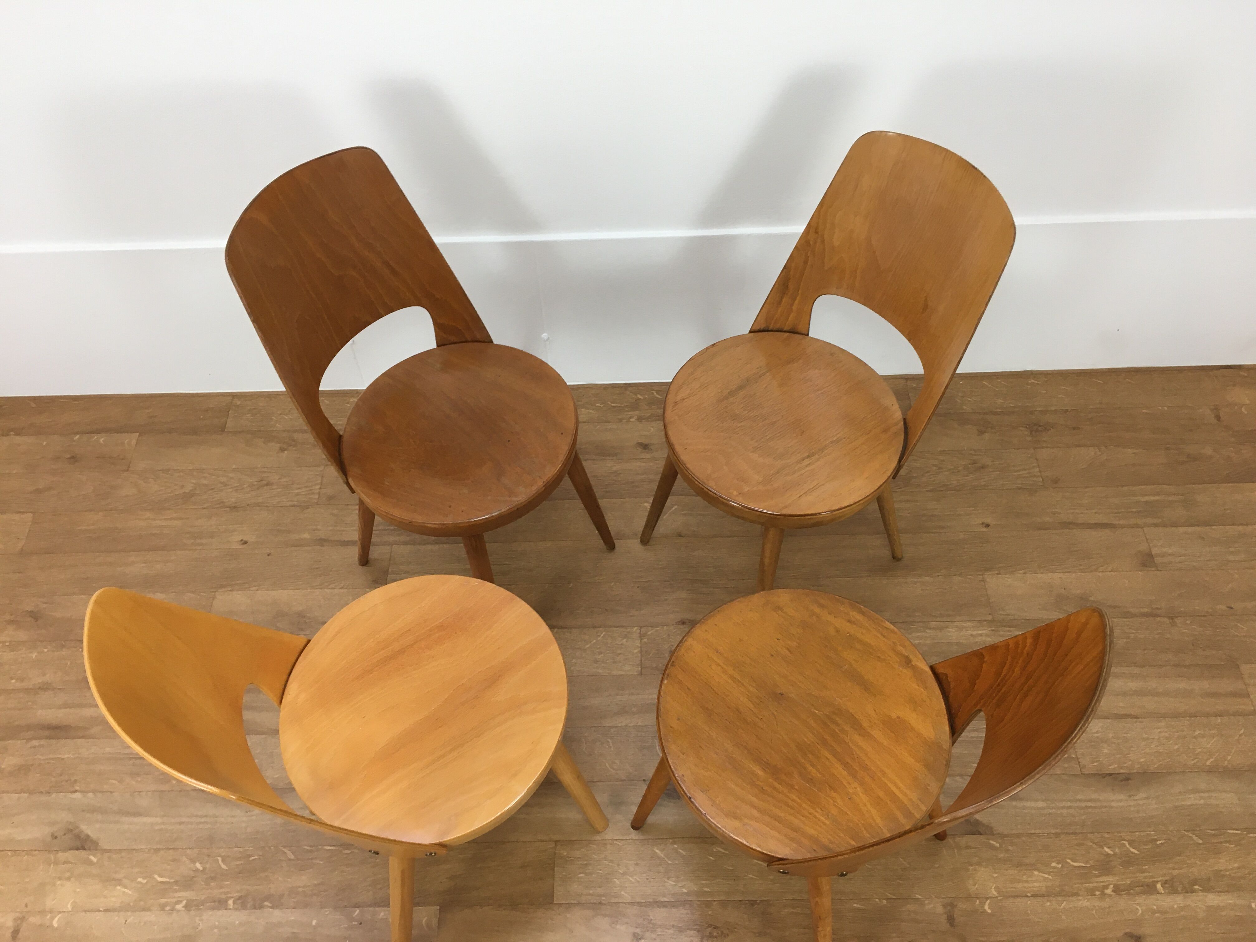 Set of 4 chairs Baumann Mondor 60s bistro