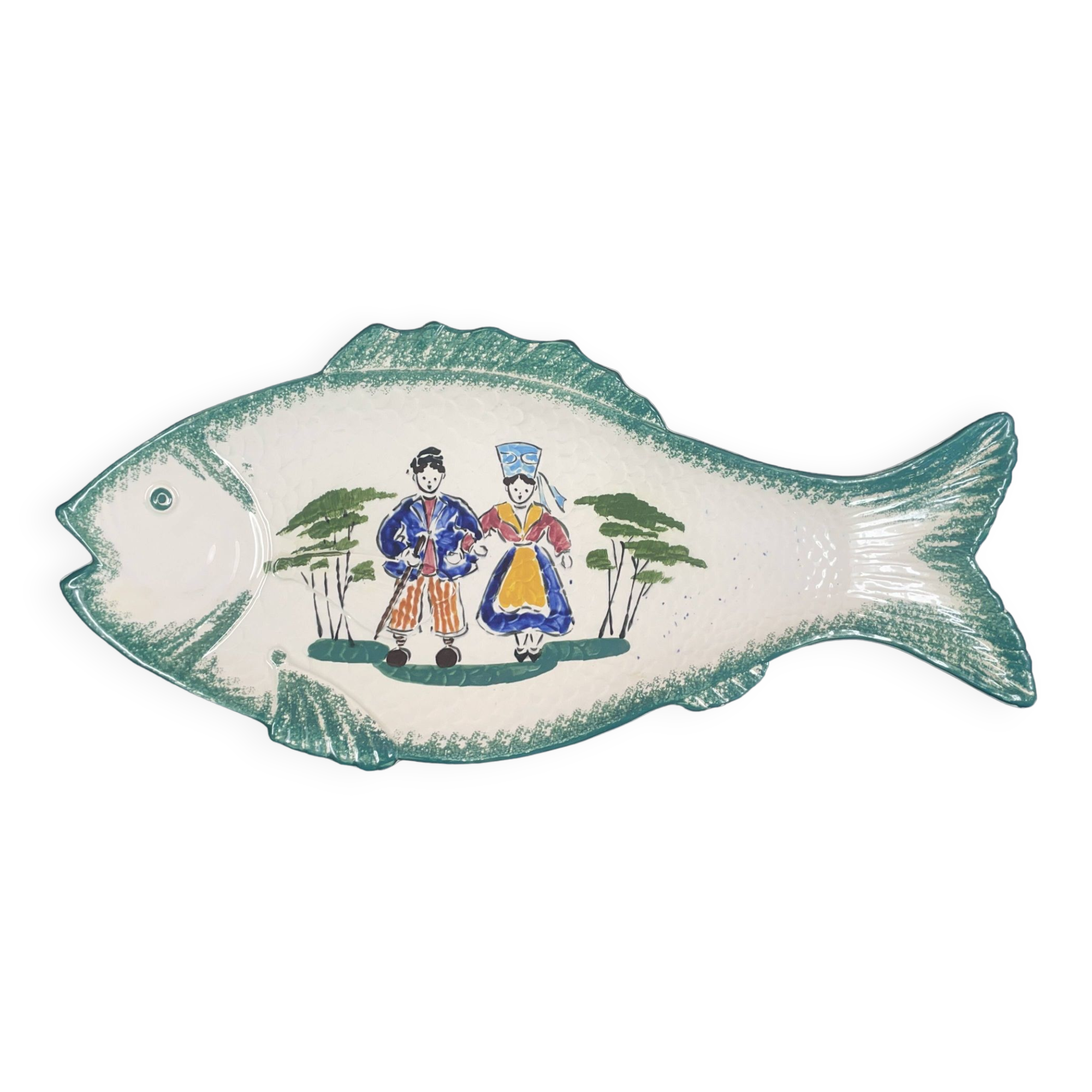 Large fish dish Faience de Pornic MBFA