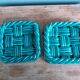 Emerald green braided slip trivet and bottle holder, knife holder