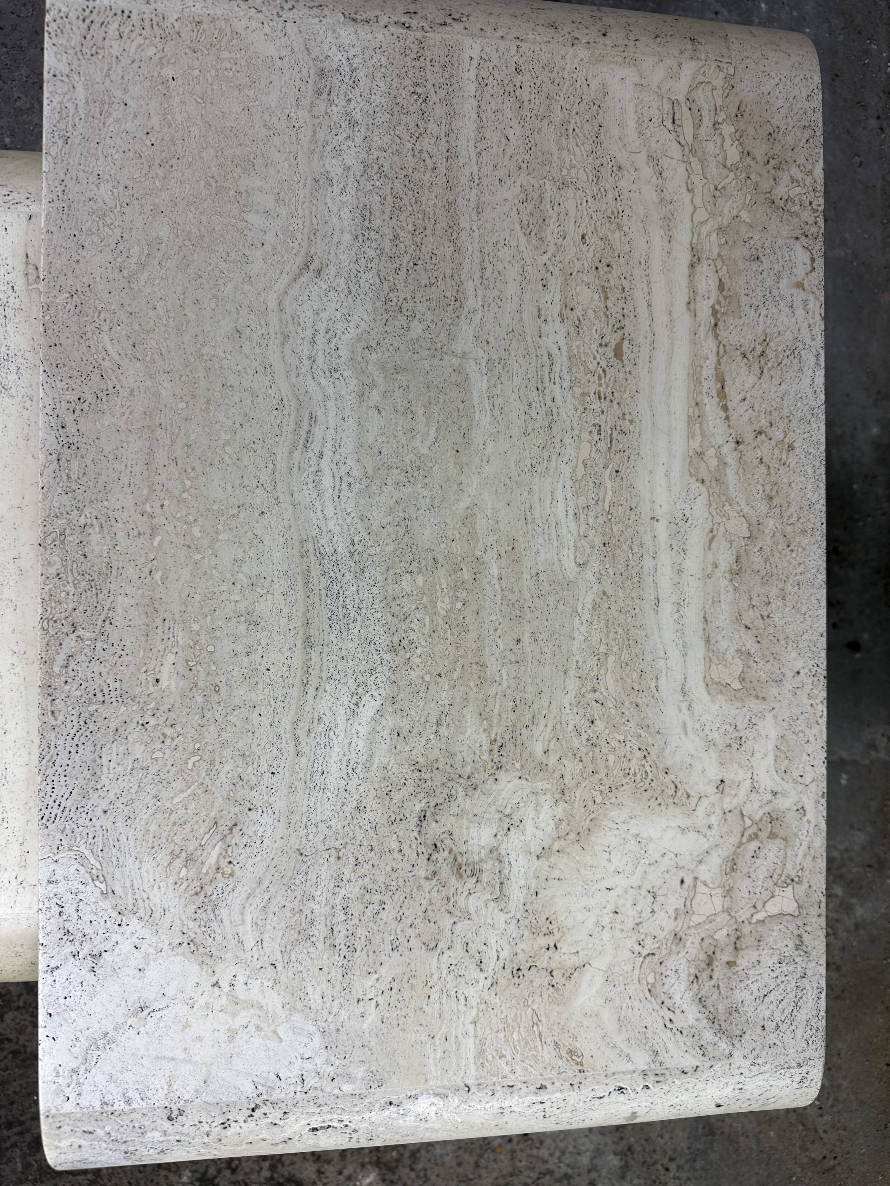 Artelano nesting tables in vintage travertine 1970