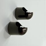 Pair of Brown Gedy Wall Lamps by Makio Hasuike 1970s Italian Design NOS