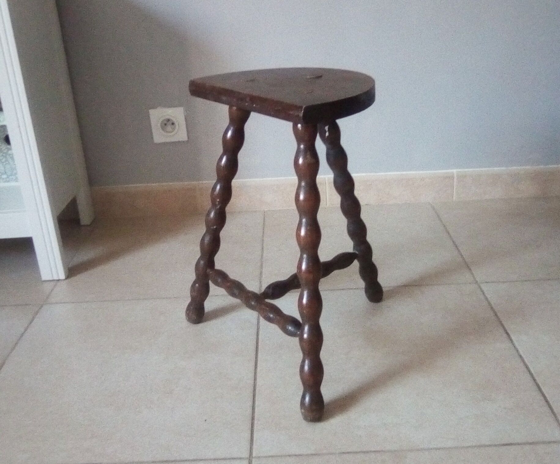 Vintage turned wooden stool