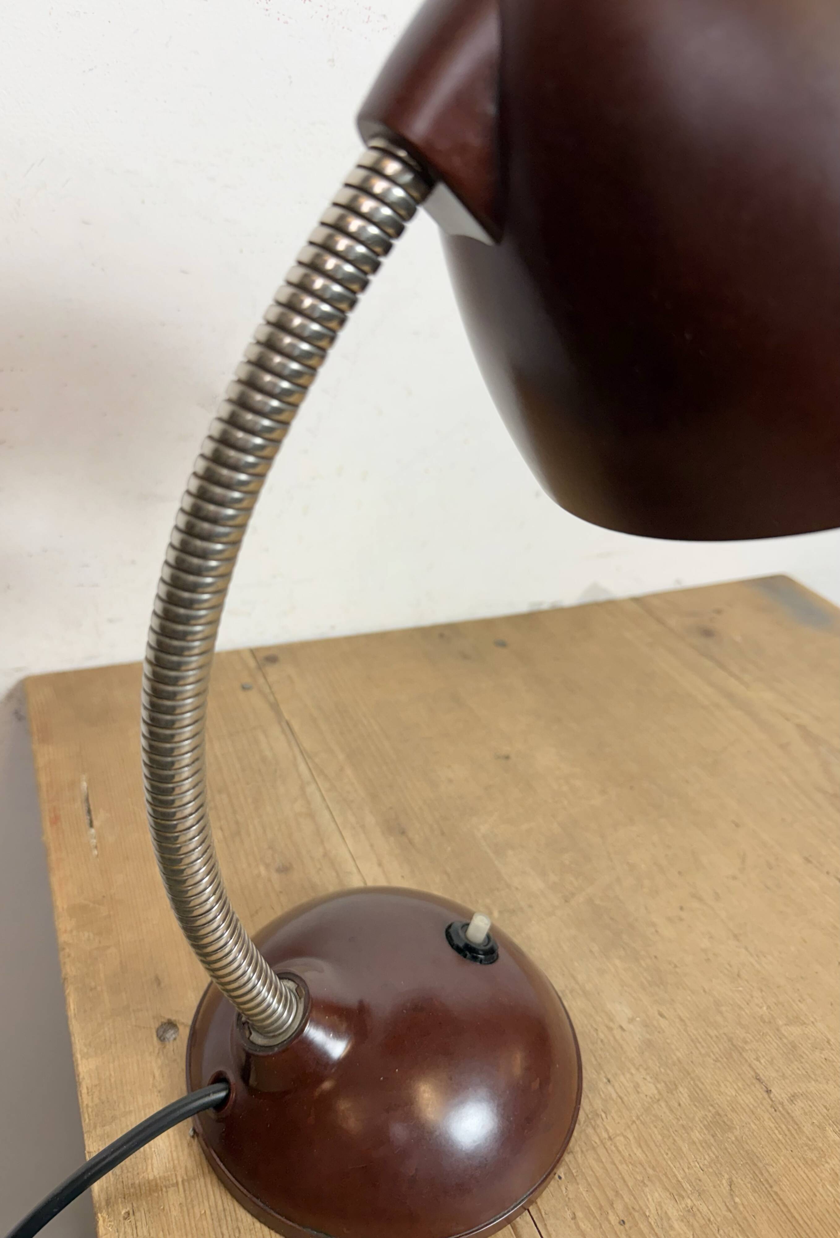 Vintage Brown Bakelite Gooseneck Table Lamp, 1950s