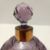 Flacon de parfum en cristal taillé à la main et laiton, couleur lilas, Italie