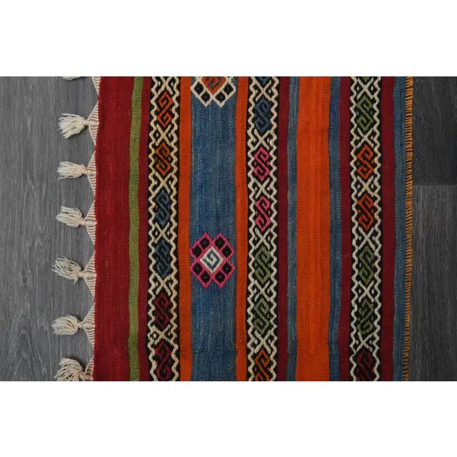 Vintage Turkish Oushak Handmade Wool Cotton Red Runner Rug 53x171