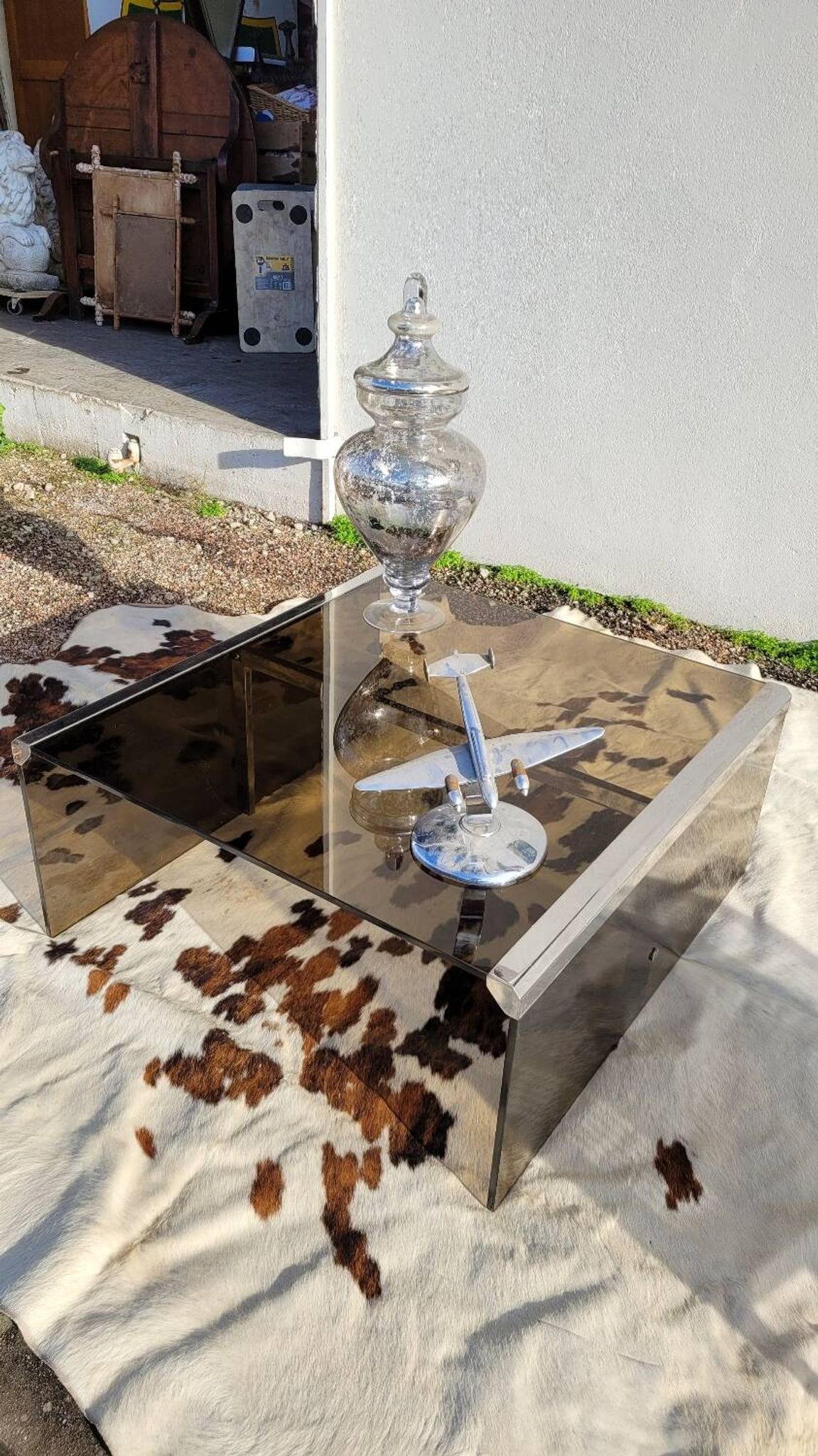 Smoked glass coffee table by Galloti and Radice Italy, 1970s