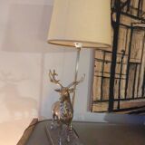 Vintage silvered bronze deer lamp