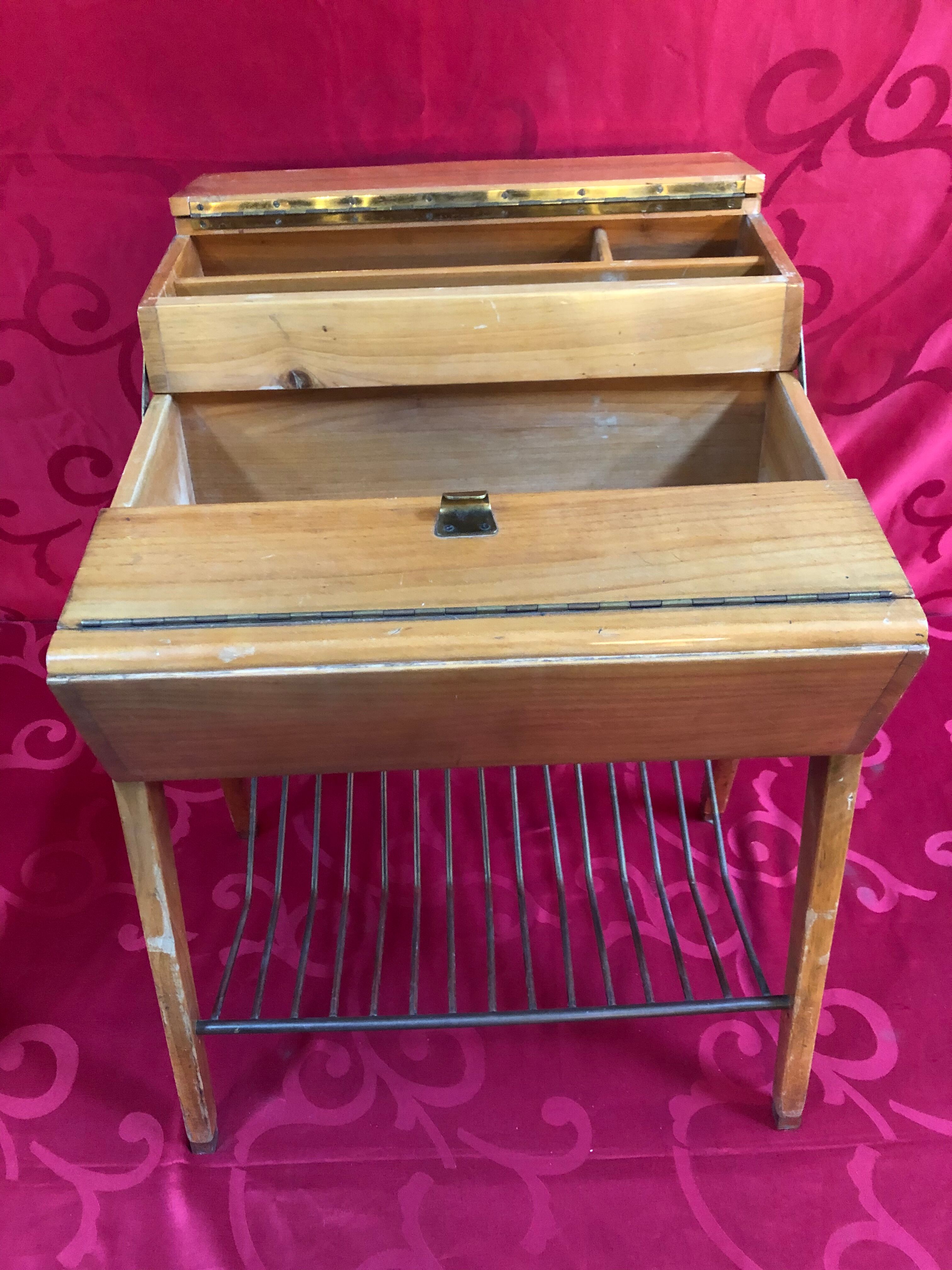 Small sewing table in vintage light cherry