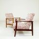 Vintage armchair in solid beech and ethnic jacquard from the 1970s.