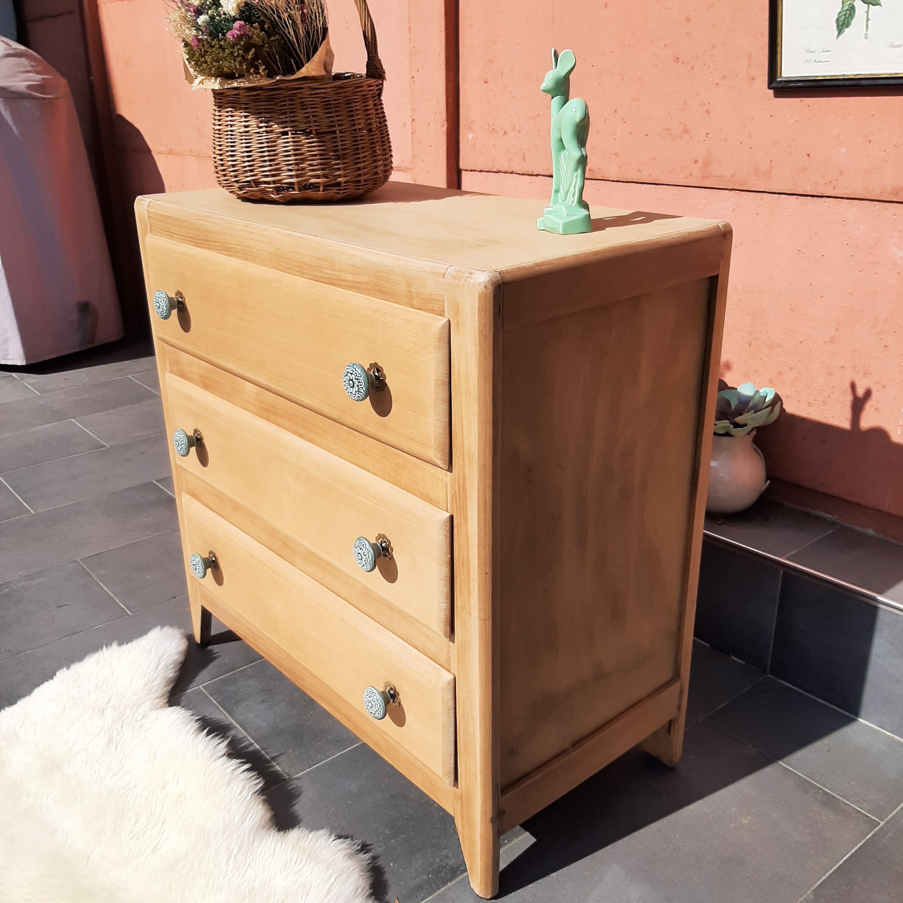 Vintage chest of drawers 3 drawers natural wood
