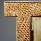 Mirror window Rajasthan in hand-painted bone decor with an ancient horseman from the early 20th century.