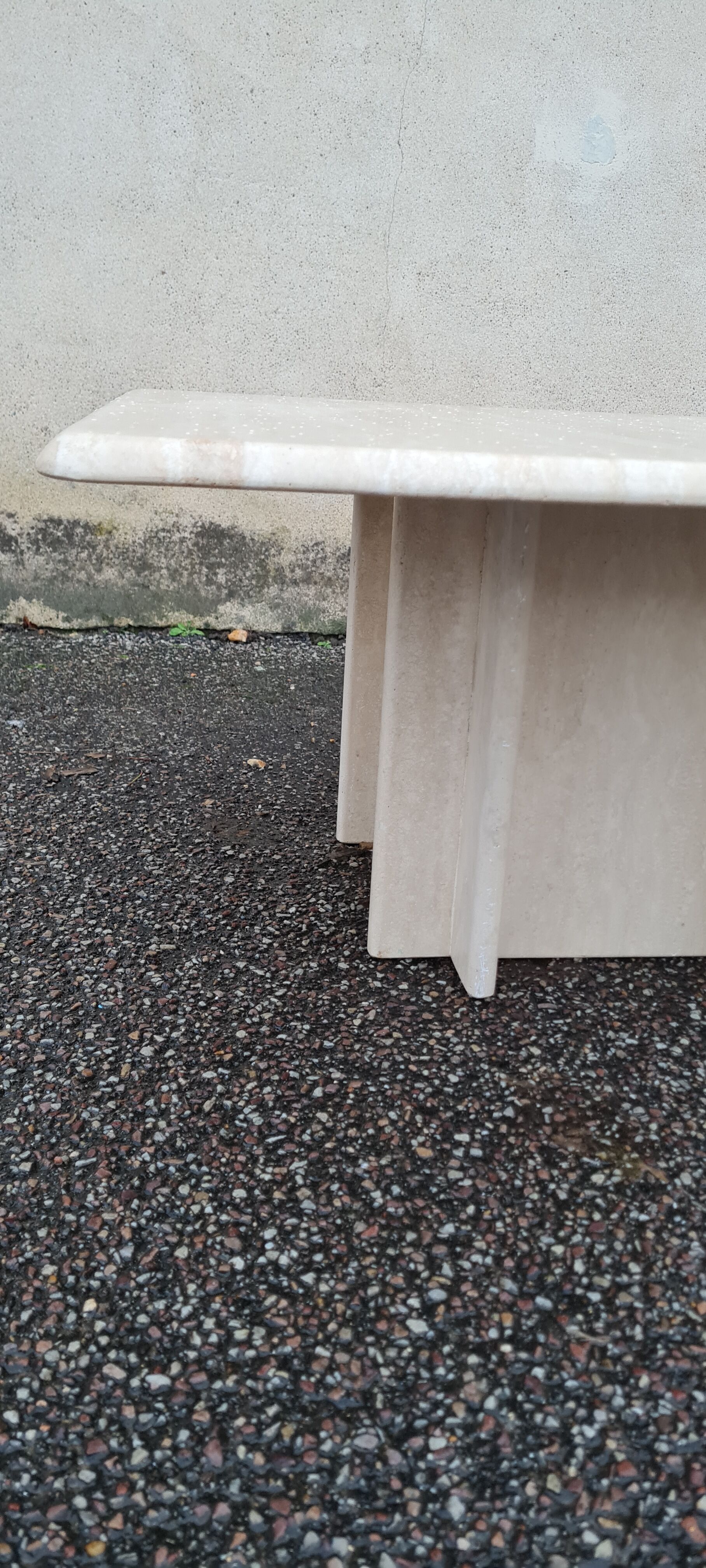 Square travertine coffee table