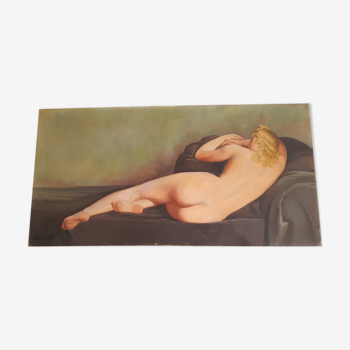 Oil on canvas, Reclining nude, Gaston Aubert