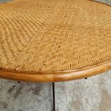 Vintage round table bamboo with iron base 105 cm