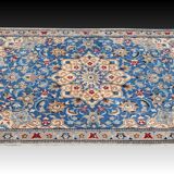 Tapis Persan Nain Iran Laine Et Soie "fait Main - 0.85 X 1.29 Mètres