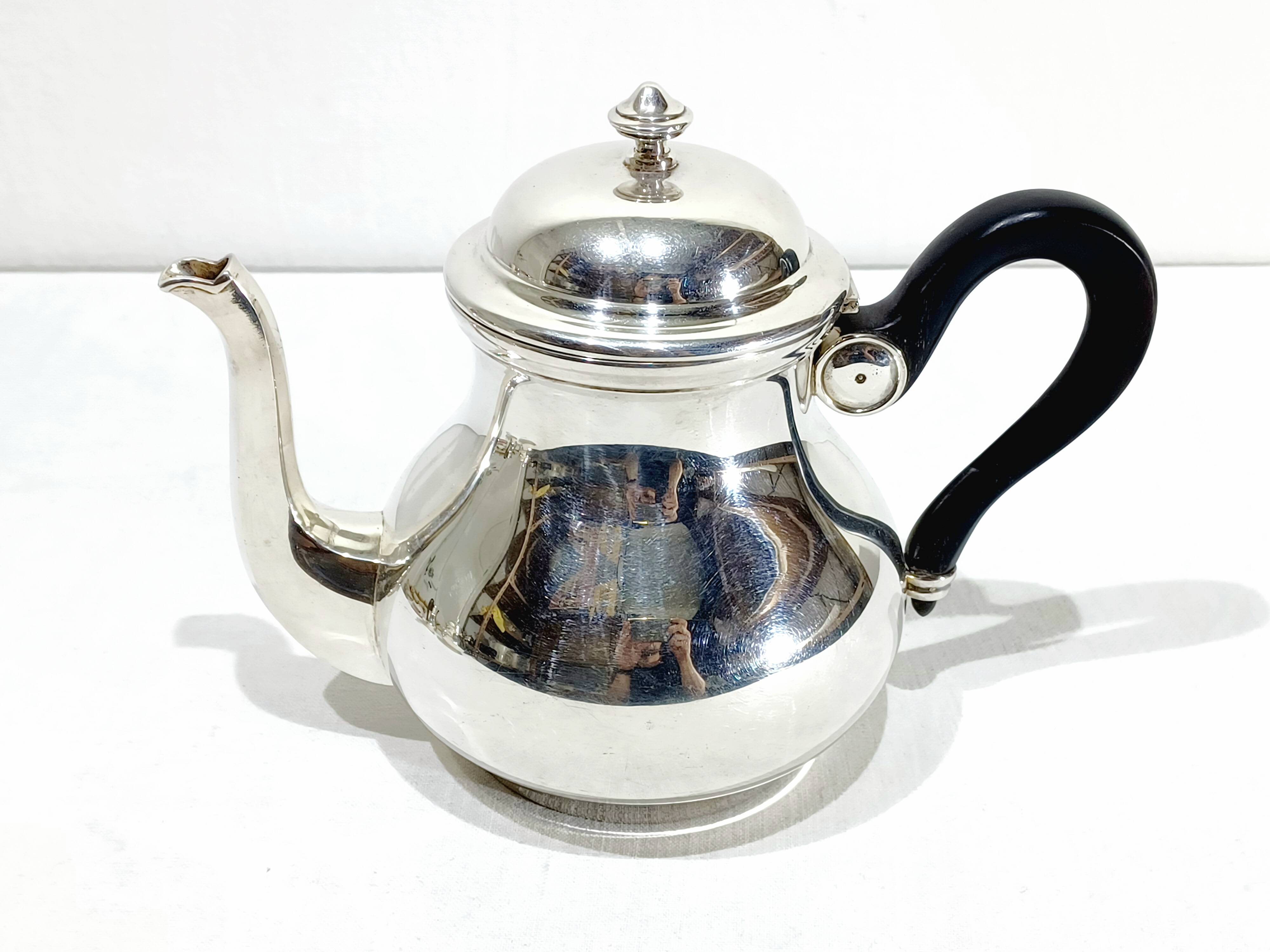 3-piece silver and ebony tea set
