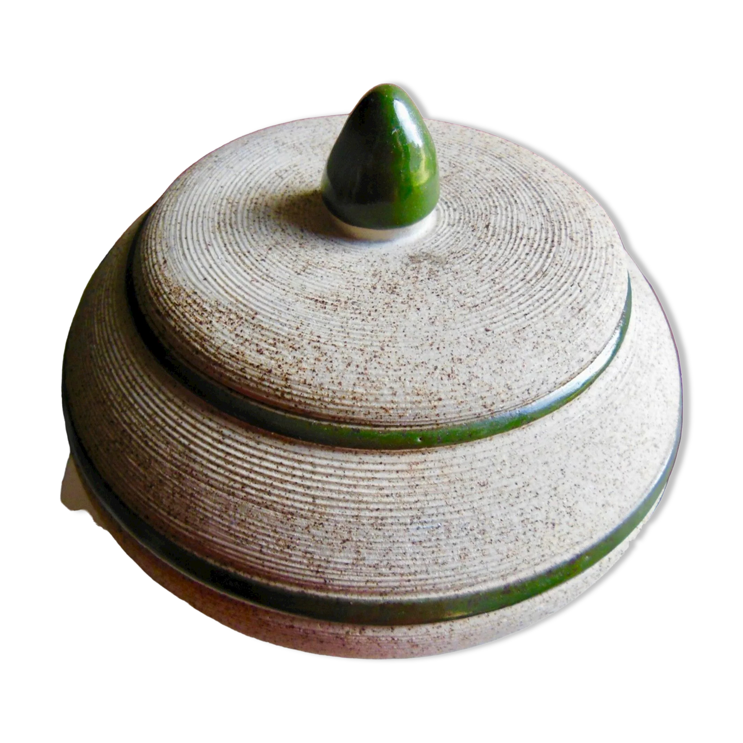 POT Vintage BONBONNIÈRE En Céramique Émaillée Décor Floral Bleu Italie