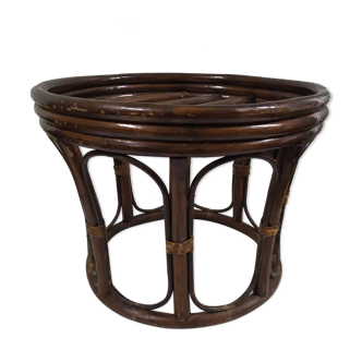 Old vintage rattan pouf