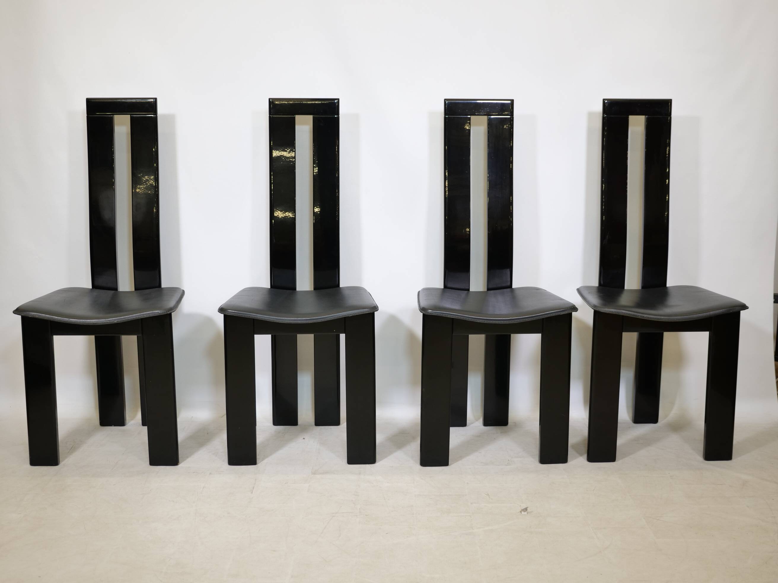 Postmodern Black Dining Chairs by Pietro Costantini, Set of 4, 1970s