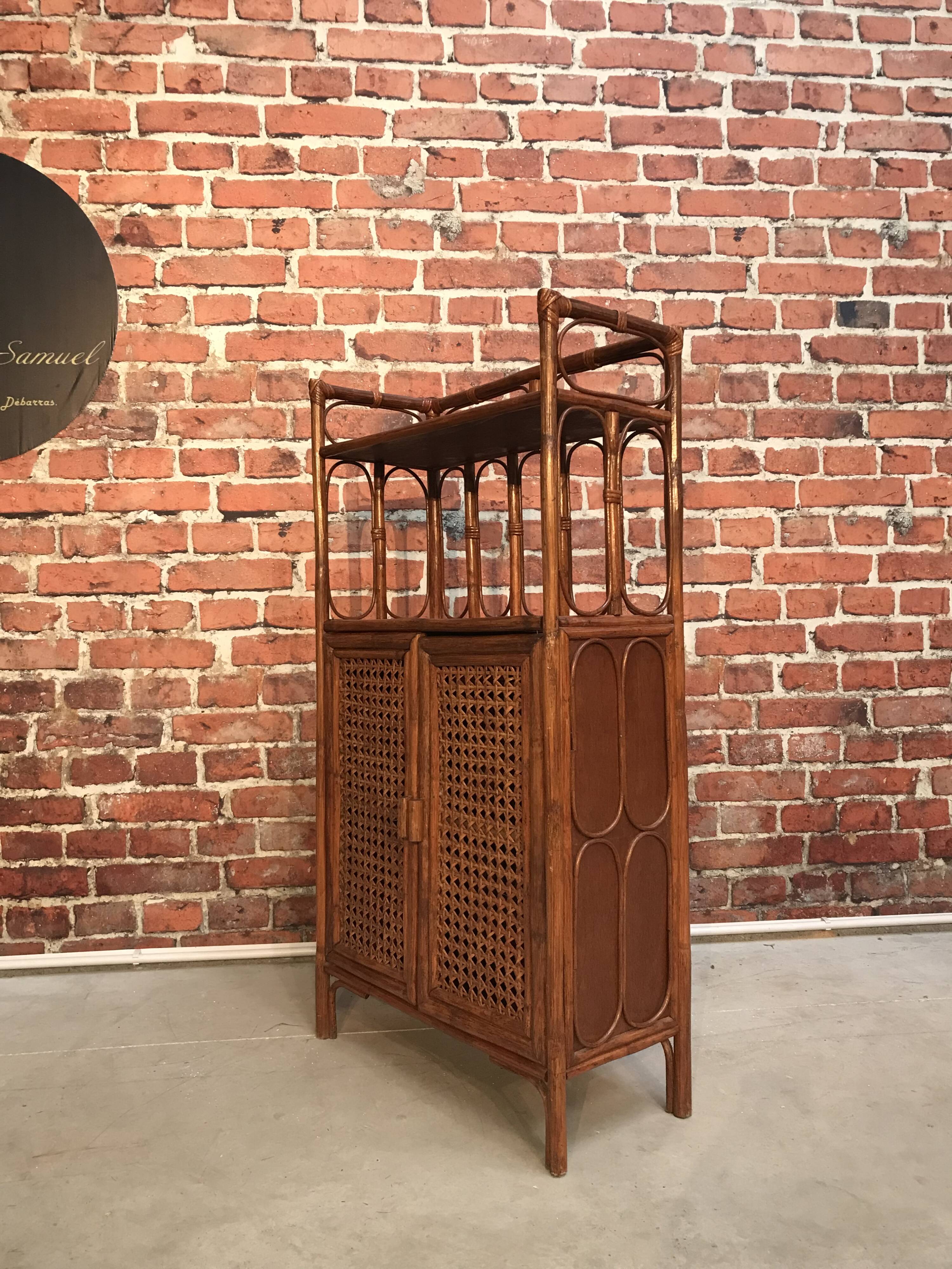 Rattan storage cabinet