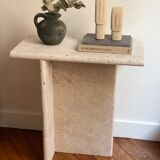 Minimalist travertine stone side table