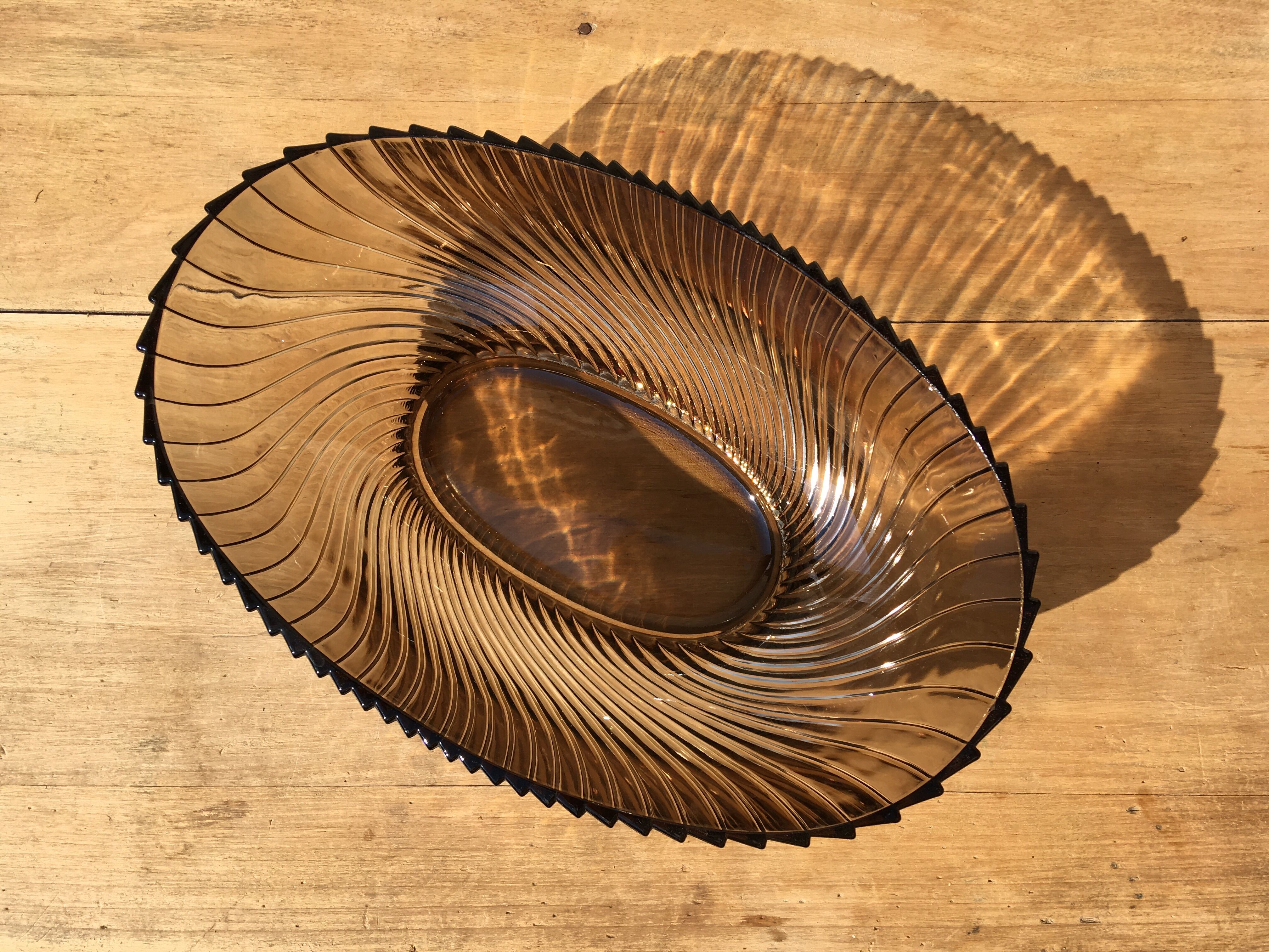 Smoked glass fruit basket in the 70s
