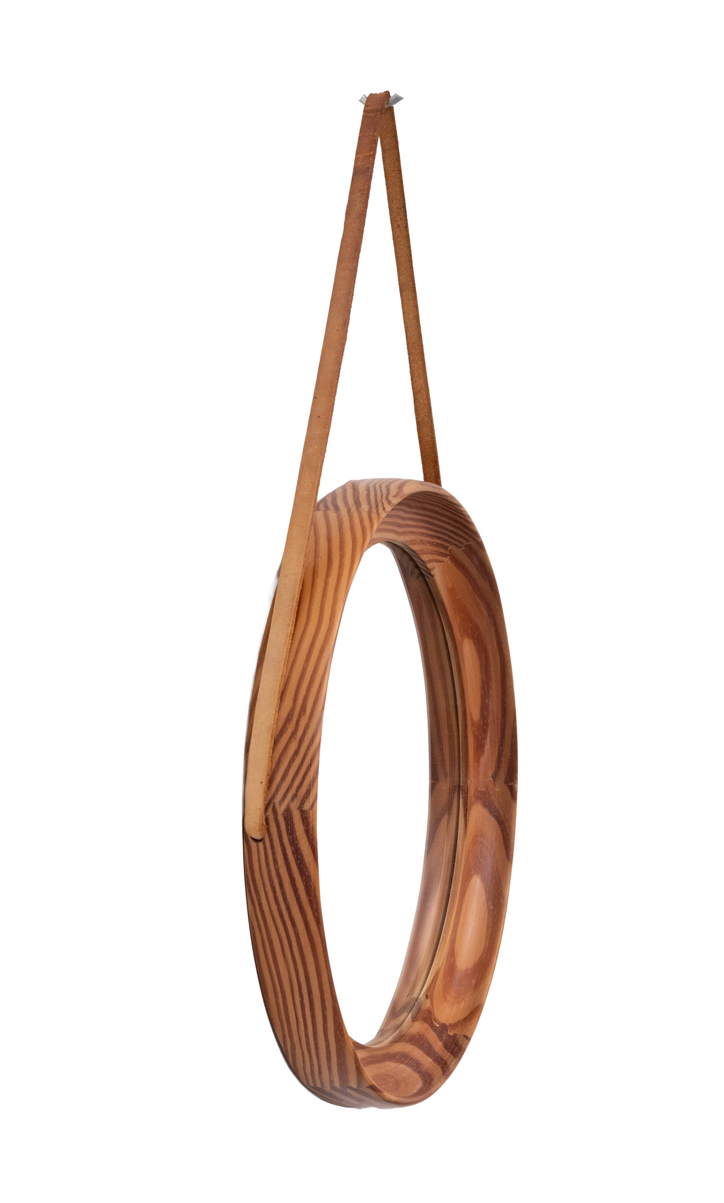 Uno & Östen Kristiansson Solid Pine round Wall Mirror Sweden 1960s