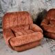 Pair of squirrel velvet armchairs, France, 1970s