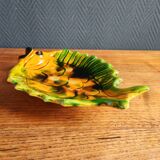 Vintage Fish Plate in Barbotine – Yellow Fish Serving Dish