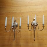 2 appliques murales en bronze argente