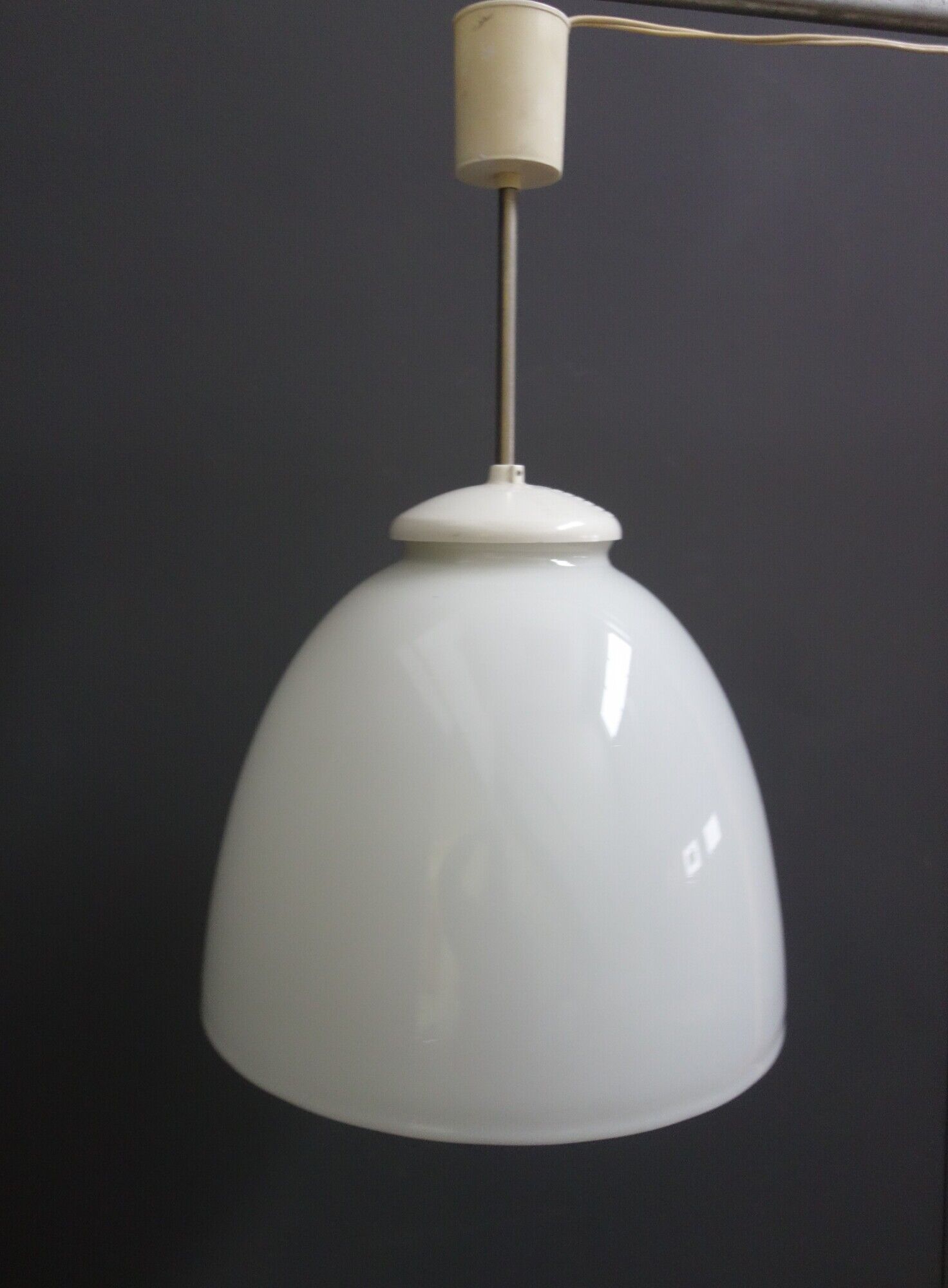 Vintage opaline pendant lamp, czechoslovakia 1950