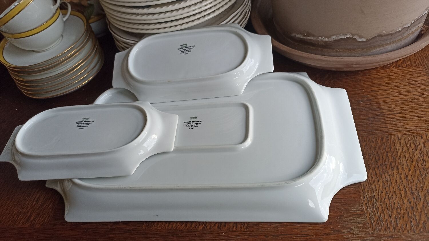 3 Jammet-Seignolles serving dishes in Limoges porcelain. Parable, Turku décor