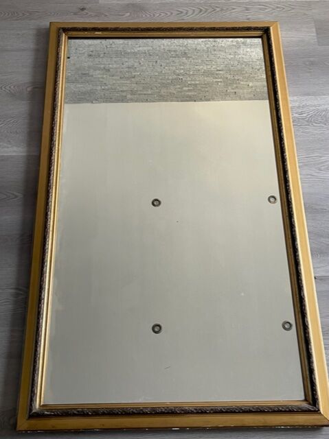 LARGE MIRROR OF FIREPLACE WOOD AND STUCCO DORE XIX EME NAPOLEON III